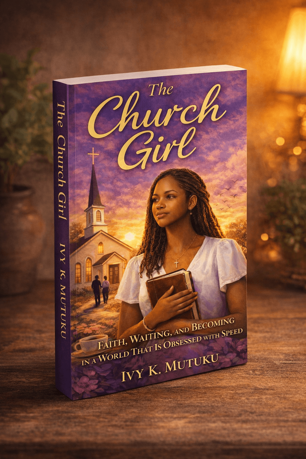 The Church Girl by Ivy K. Mutuku, paperback on a table